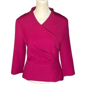 Fuchsia Faux-Wrap Peplum Blouse